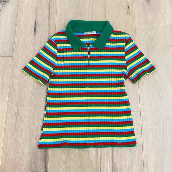 Zara | Colourful short sleeve polo shirt❤️🧡💛💚💙 - Picture 1 of 4